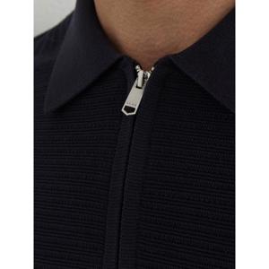 REISS Estate Textured-Knit Half-Zip Polo Shirt